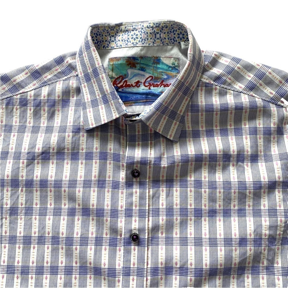 Robert Graham Classic Fit Button Up Shirt Flip Cuffs Mens XL Plaid - Picture 2 of 15